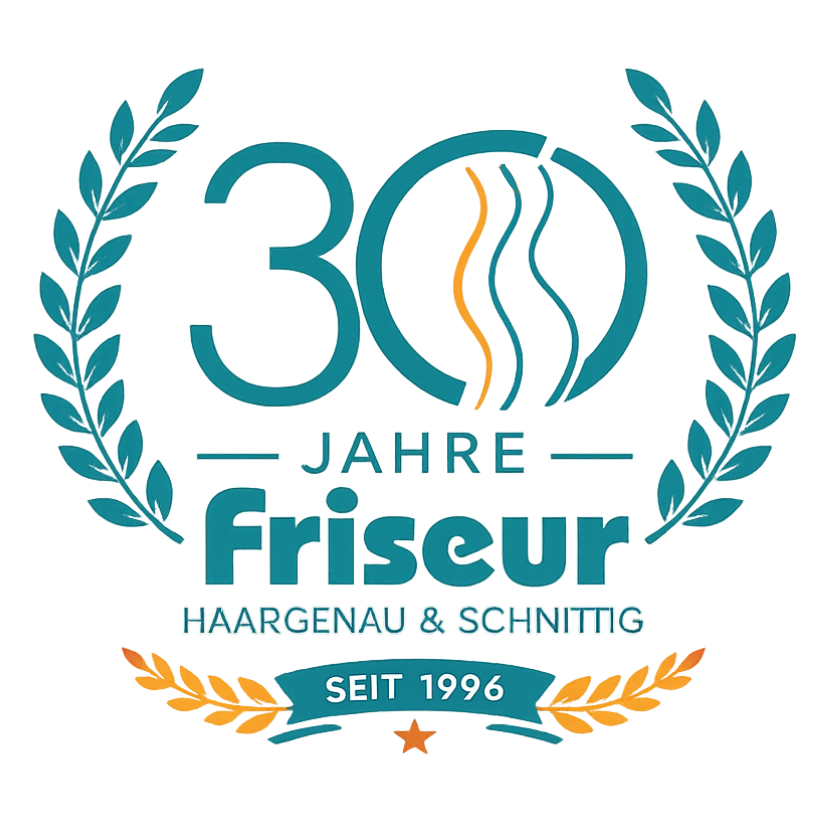 30 Jahre Jubiläumslogo Haargenau und Schnittig